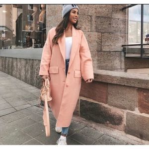 Zara small pink lapel over coat long sleeve new without tags